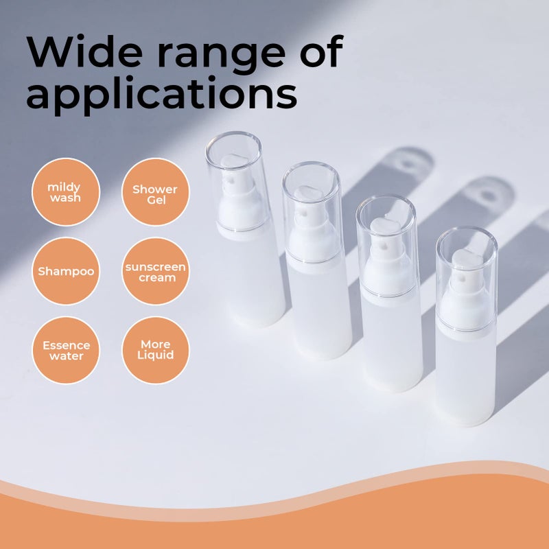 LONGWAY 1oz 30ml Airless Cosmetic Cream Pump Bottle Travel Size Dispenser Refillable Containers/Foundation Travel Pump Bottle for Shampooï¼ˆPack of 6, Frosted Translucentï¼‰ - Image 3